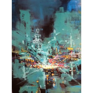 Shan Amrohvi, 36 x 48 inch, Acrylic on Canvas, Cityscape Painting, AC-SA-185